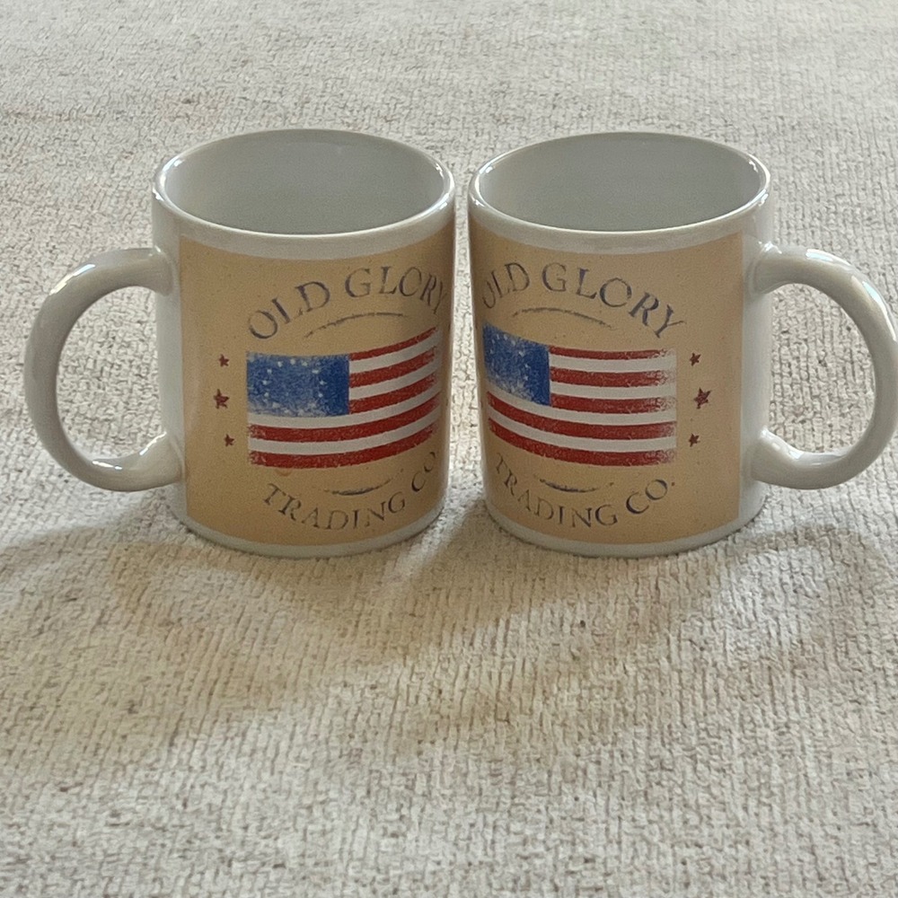 Old Glory Trading Co American Flag Mugs Set of 2 Houston Harvest Ceramic 31392